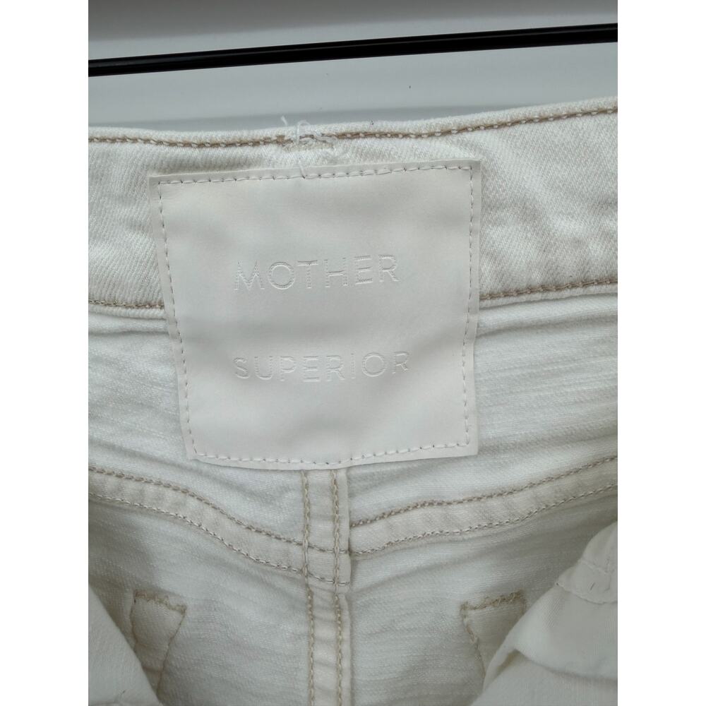 Mother Cream Tomcat Kick Fray Embroidered Star Denim Shorts High Rise Size 27 - Picture 6 of 15
